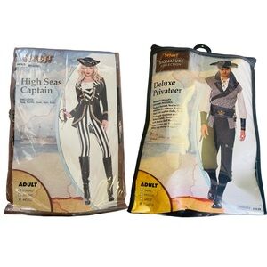 Mens and Womens Pirate Costume Men’s size XL Women’s Size Med Womens missing hat